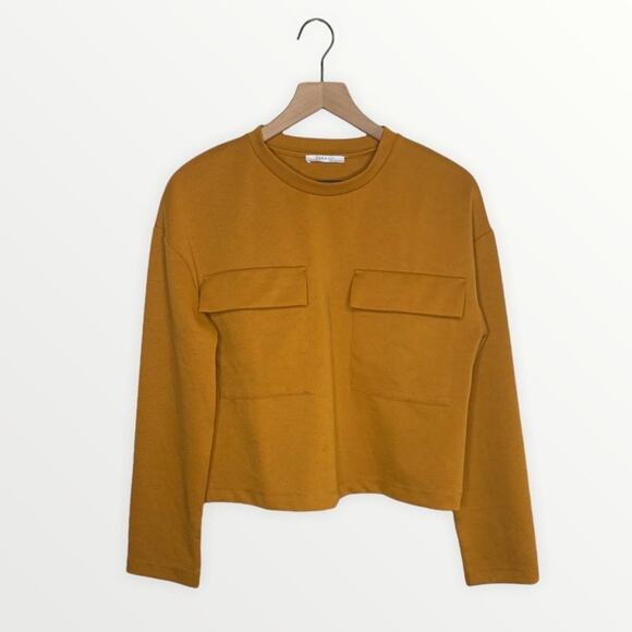 Zara Boxy Oversized Flap Pocket Top Size Small - Picture 2 of 3